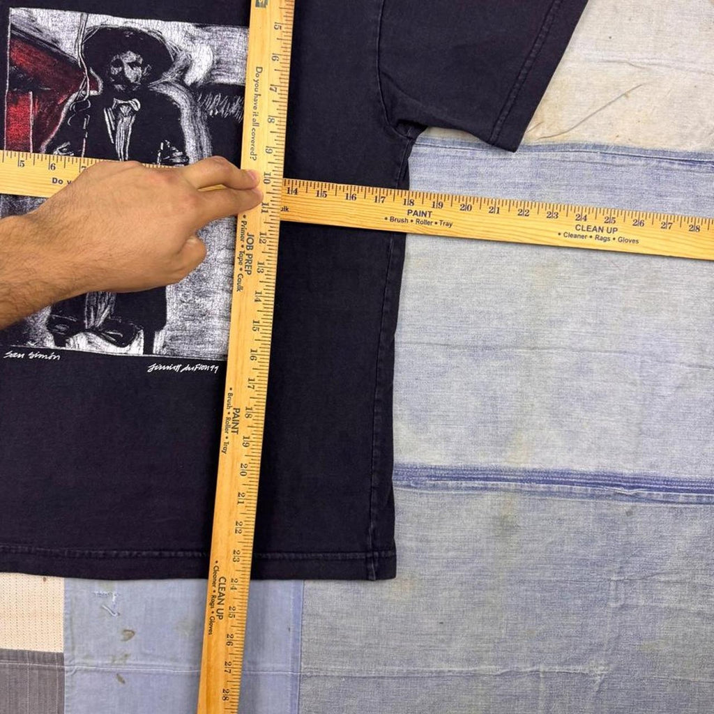 1999 Los Mosqueteros San Simón Art Graphic Black Tee | Small
