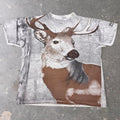 1990s Eagle River Wisconsin Whitetail Deer All Over Print Tee | XL
