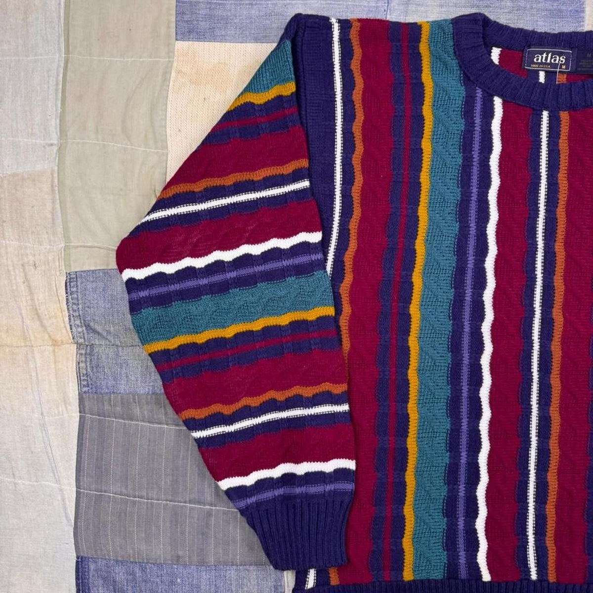 1990s Atlas Multicolor Striped Sweater | M