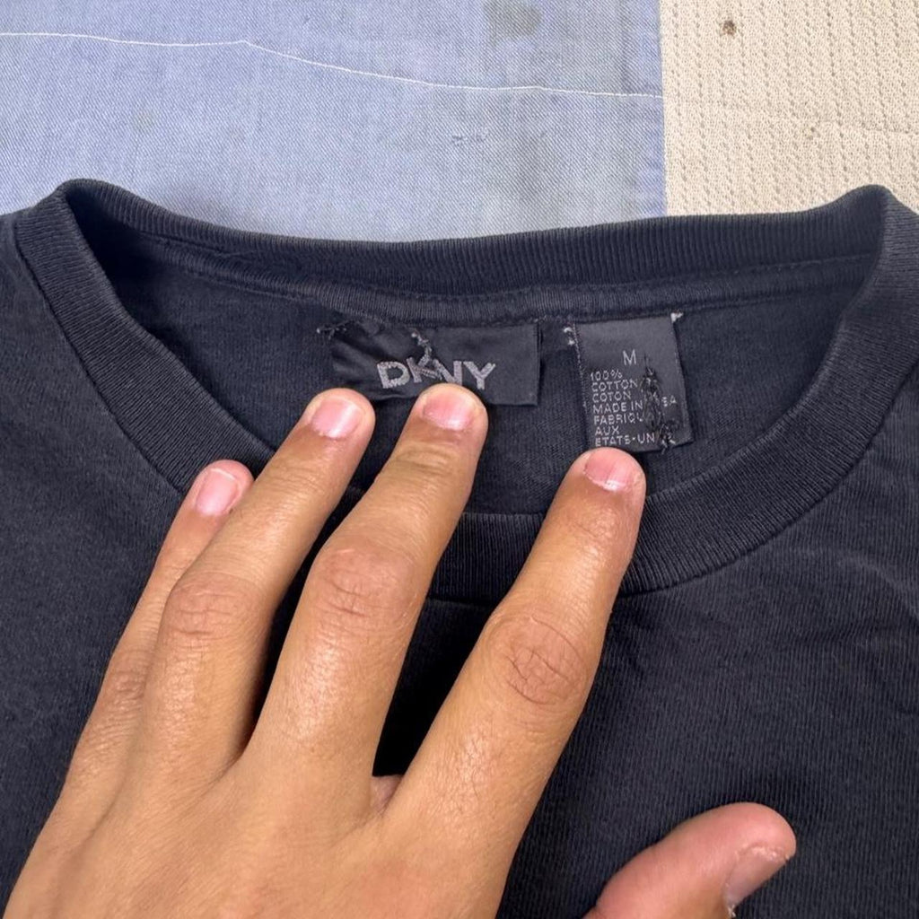 1990s DKNY Distressed Logo Graphic Tee | Medium