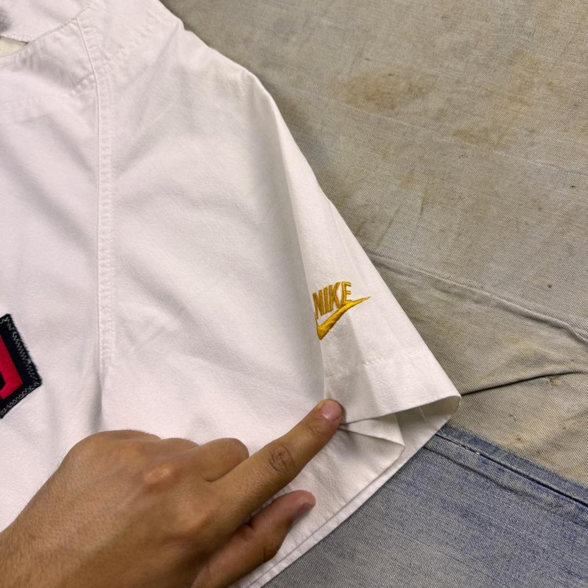 1990s Nike Spellout Baseball Jersey Button Up Shirt | Large