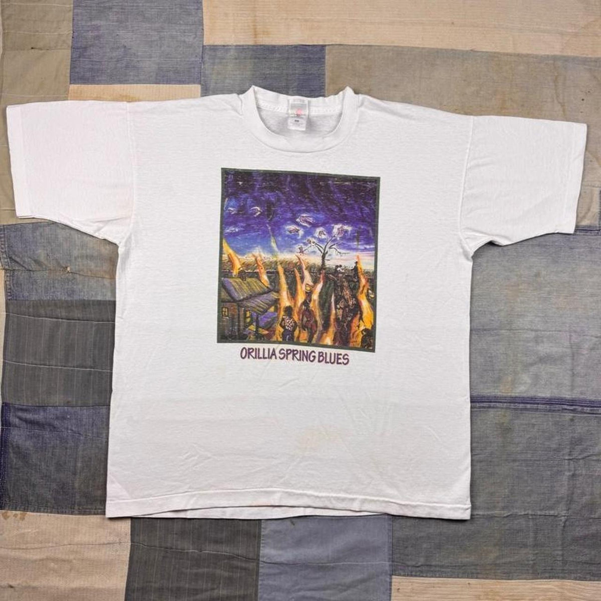 1990s Orillia Spring Blues Festival Art Graphic Tee Fruit of the Loom Best | XL
