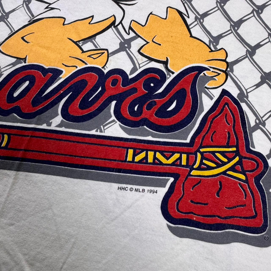 1994 Atlanta Braves Fred Flintstones cartoon tee with cartoon baseball Size L