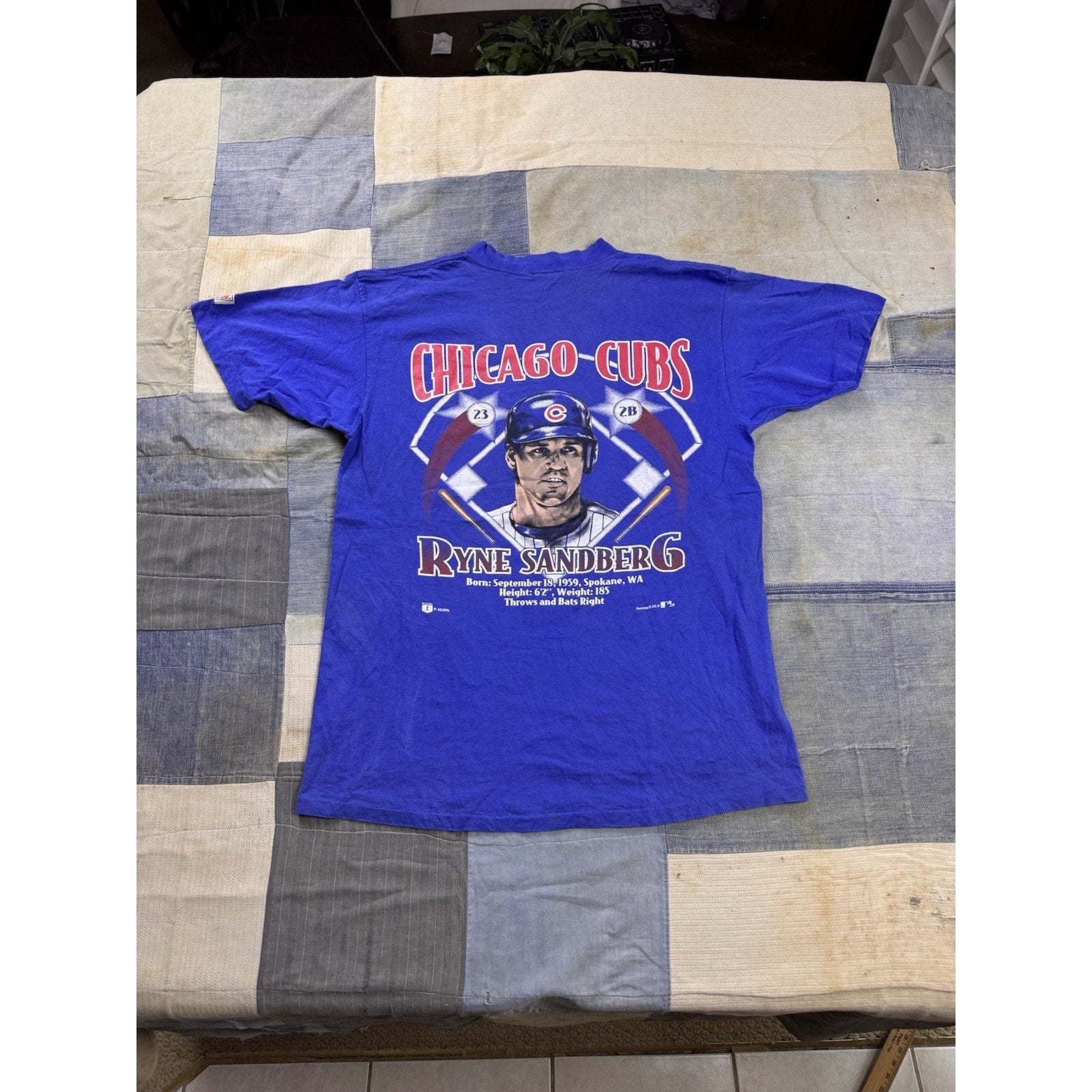 Vintage Nutmeg Mills Chicago Cubs Ryne Sandberg MLB T Shirt XL Made USA 90s