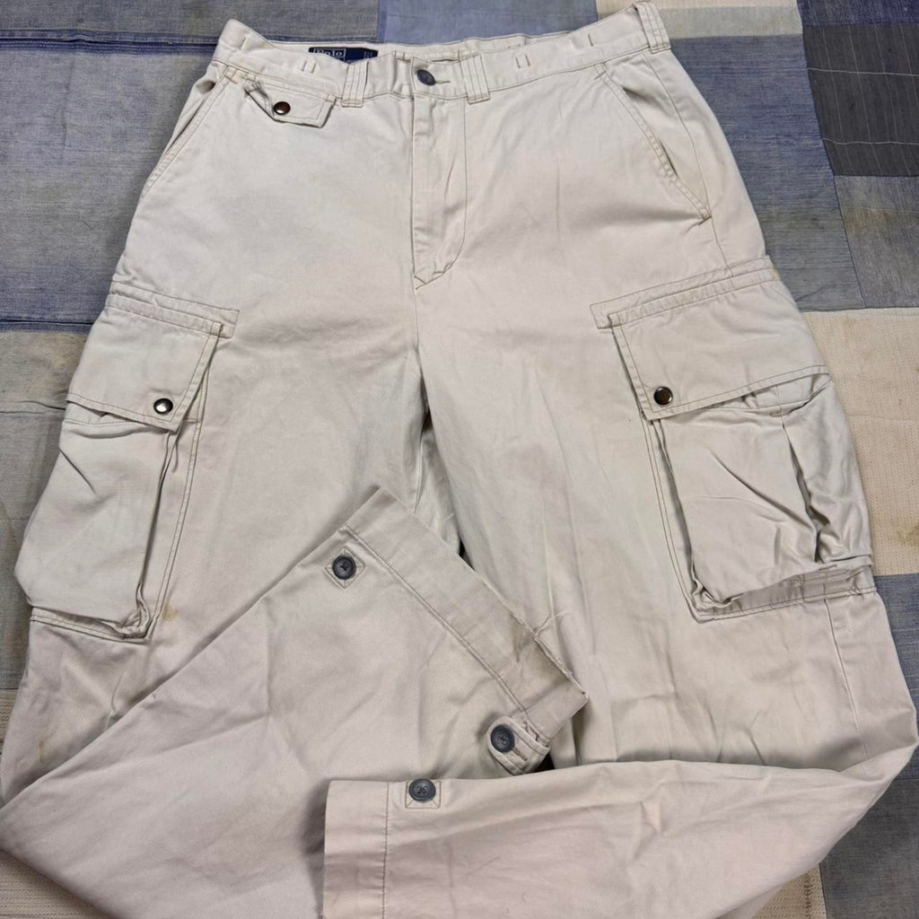1990s Polo Ralph Lauren cream cargo pants | 32x32