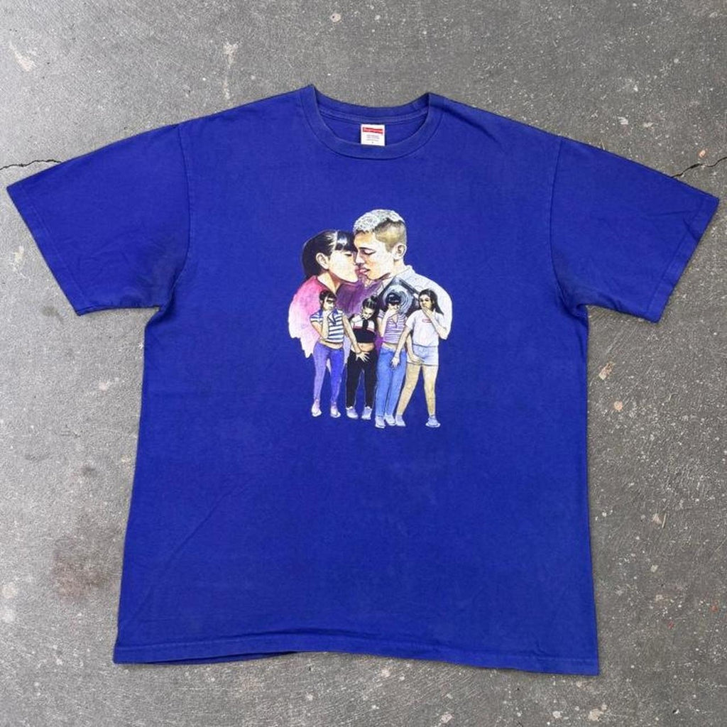 2017 Supreme Kiss Tee Royal Blue Cristina Llanos Graphic | Large