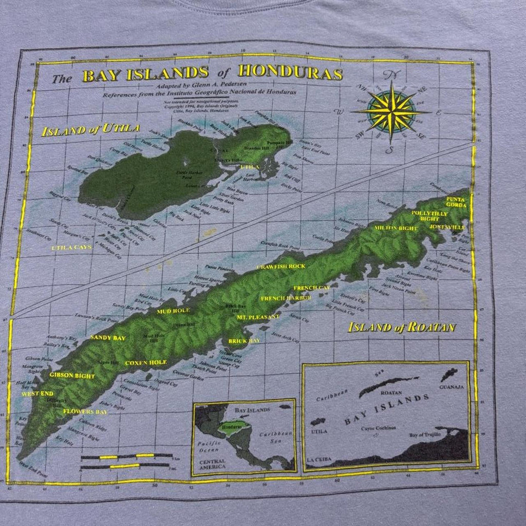 1996 Bay Islands of Honduras Double-Sided Map Tee | XL