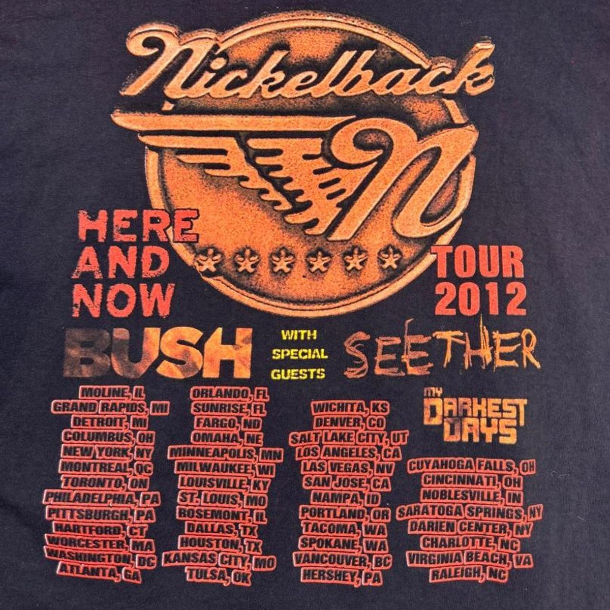 2012 Nickelback Here & Now Tour Bush Seether Double Sided Tee | XL