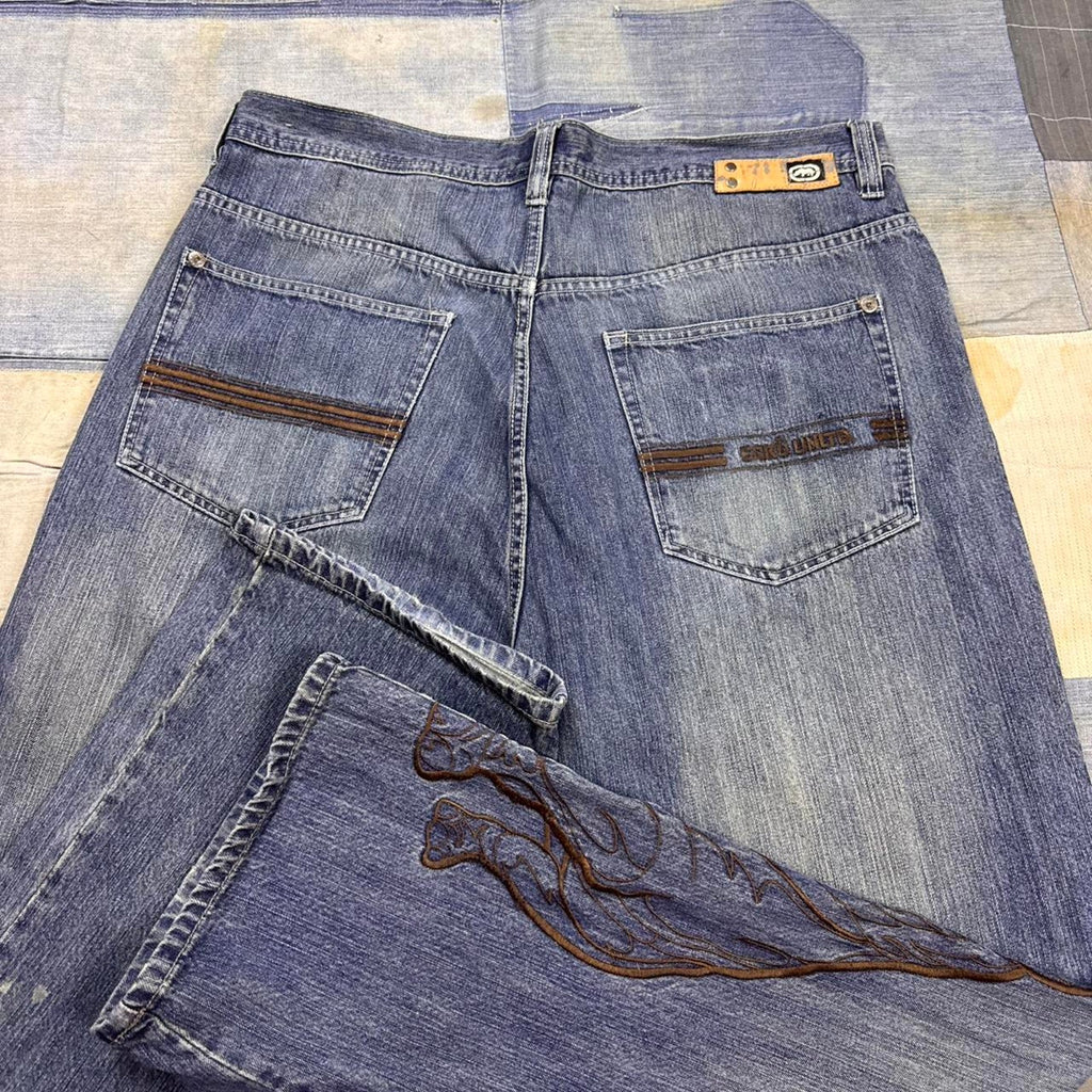 2000s Ecko Unltd Bulldog Embroidered Baggy Jeans | 36 x 31