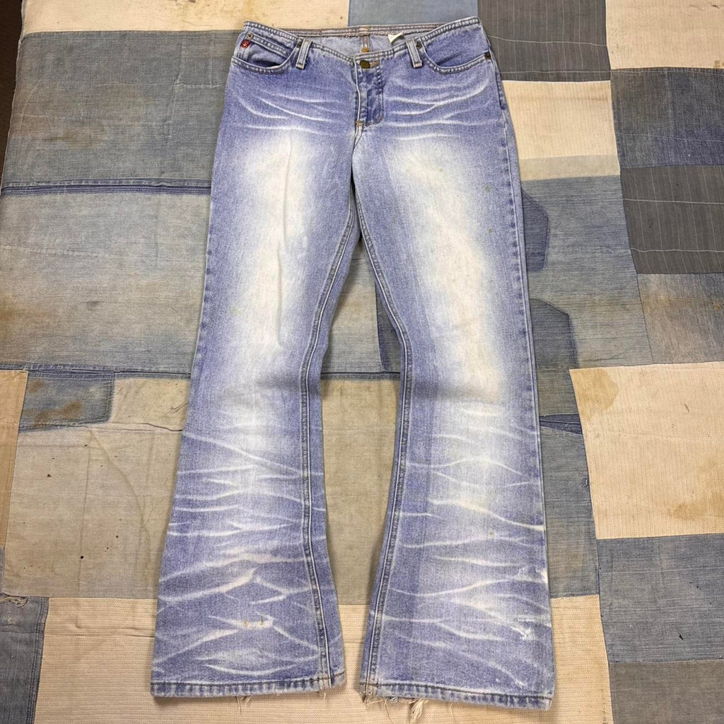 2000s Mudd blue acid wash flare jeans | 30x31