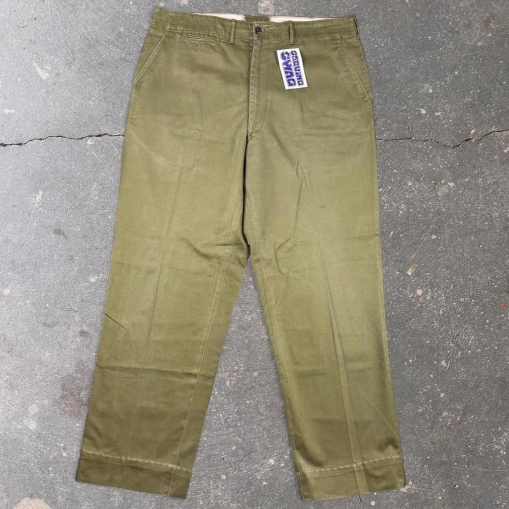 1960s Olive Green Workwear Chino Pants | 35 x 29