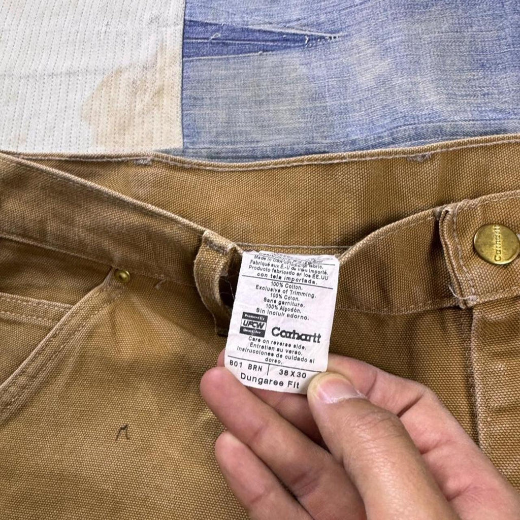 2000s Carhartt tan canvas Double Knee carpenter pants | Size 38x30