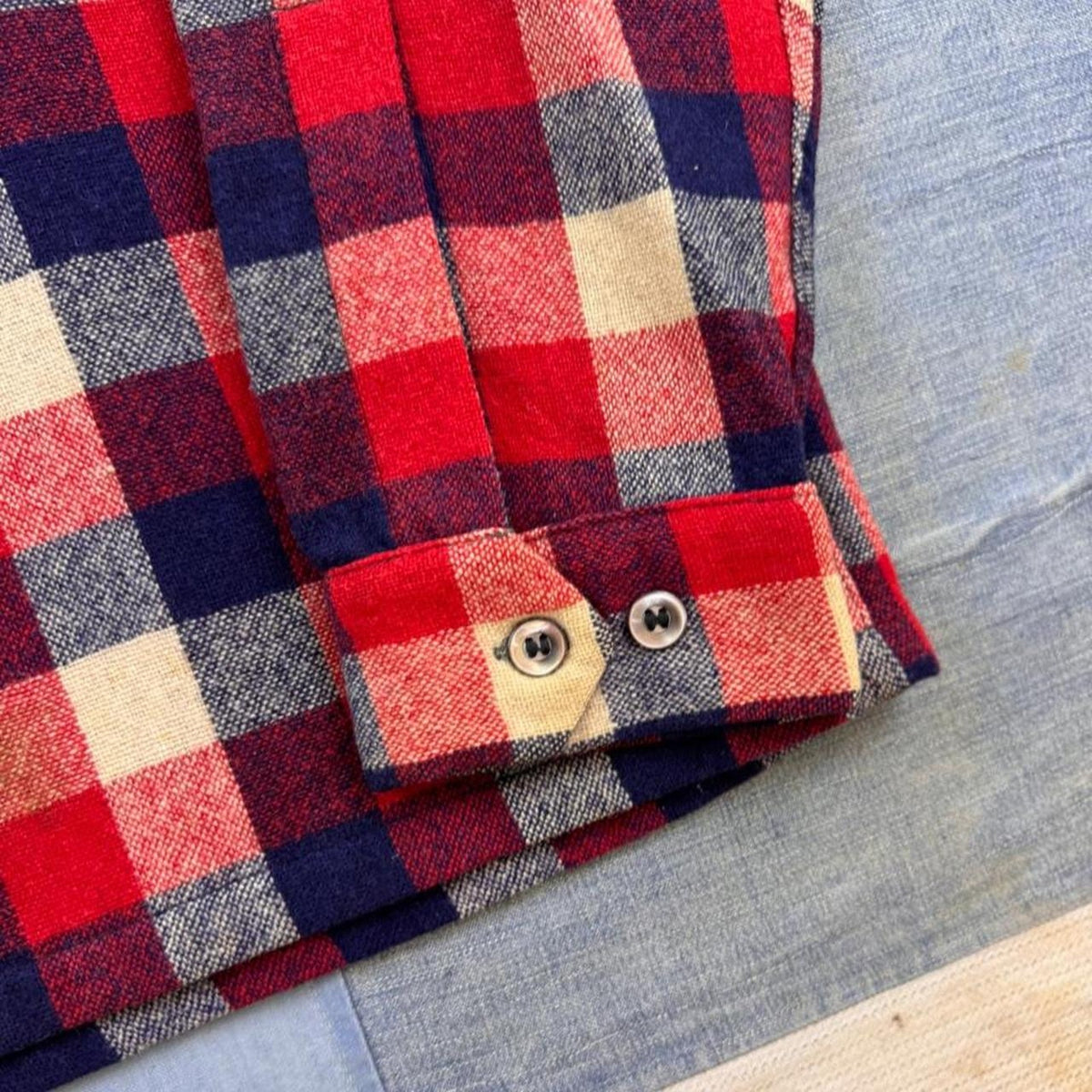1950s TruVal Plaid Loop Collar Wool Shirt | XL