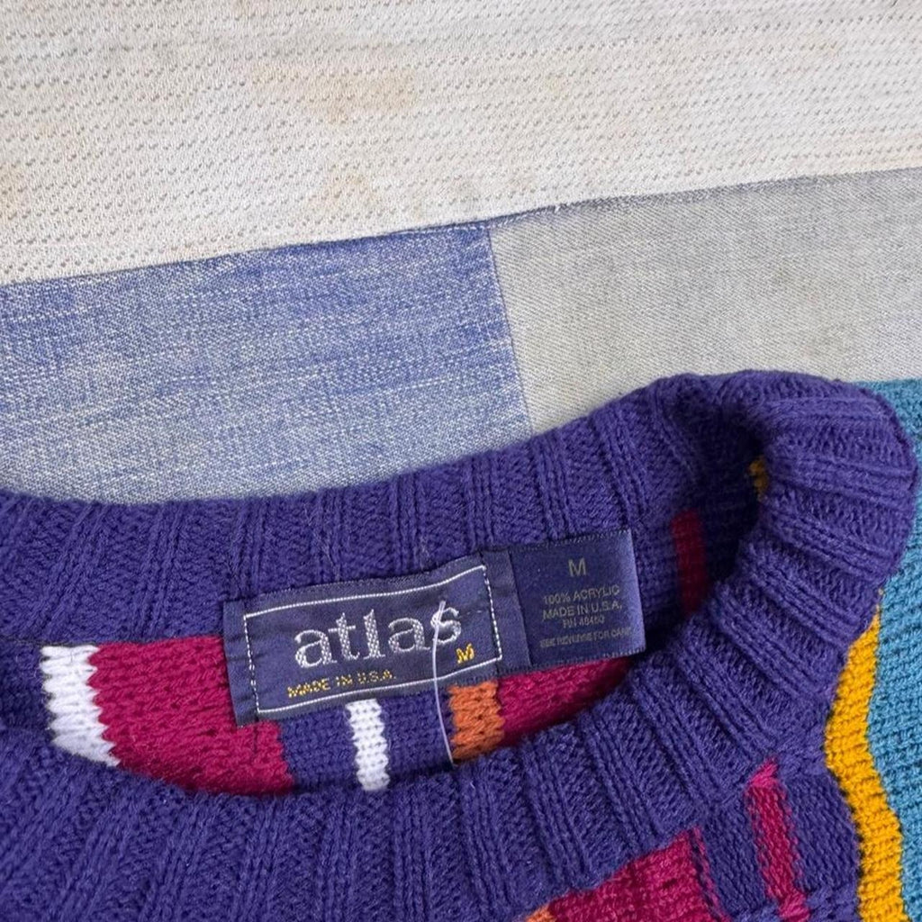 1990s Atlas Multicolor Striped Sweater | M