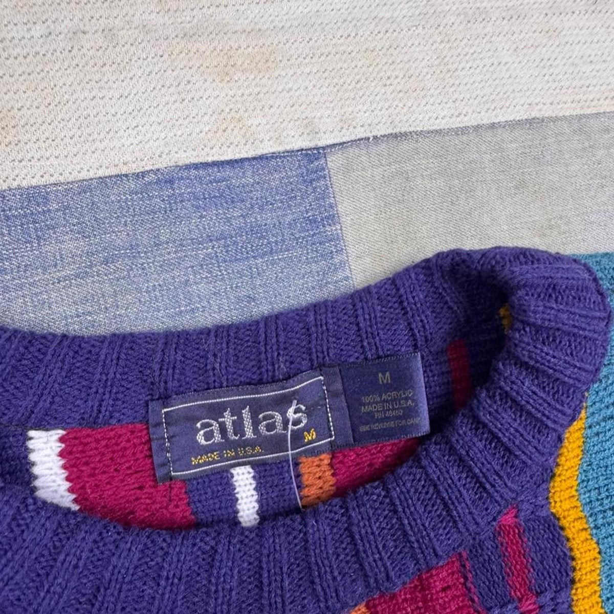 1990s Atlas Multicolor Striped Sweater | M