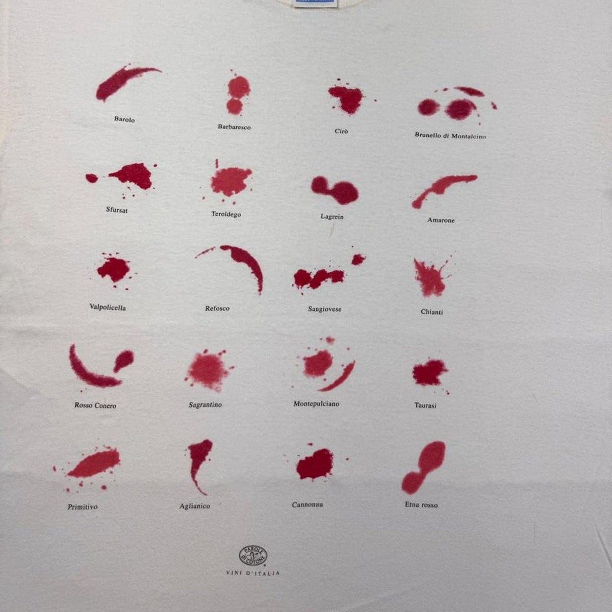 1990s Italian Wine Stain Chart Tee | L