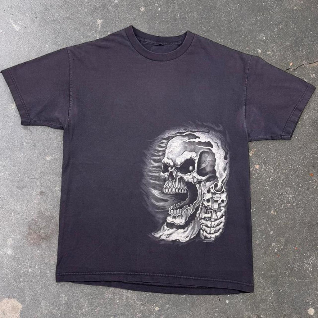 2000s Skull Revolver Double-Sided Graphic Tee | Large