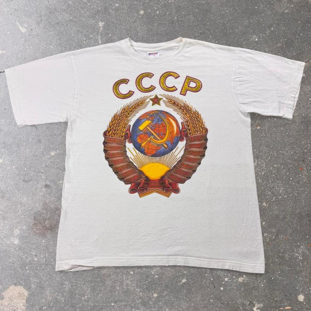 1990s CCCP Soviet Union Coat of Arms Graphic Tee | XL