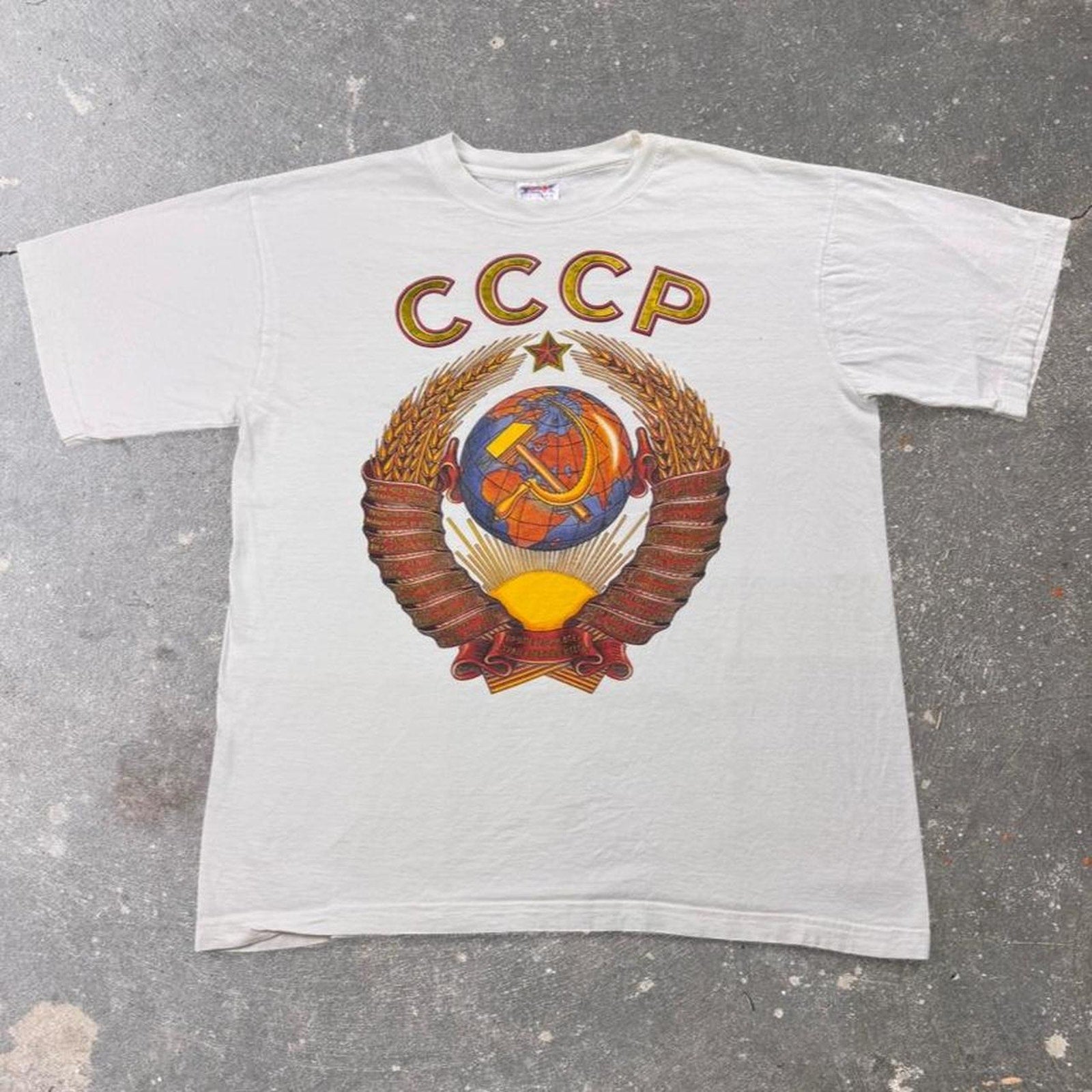 1990s CCCP Soviet Union Coat of Arms Graphic Tee | XL