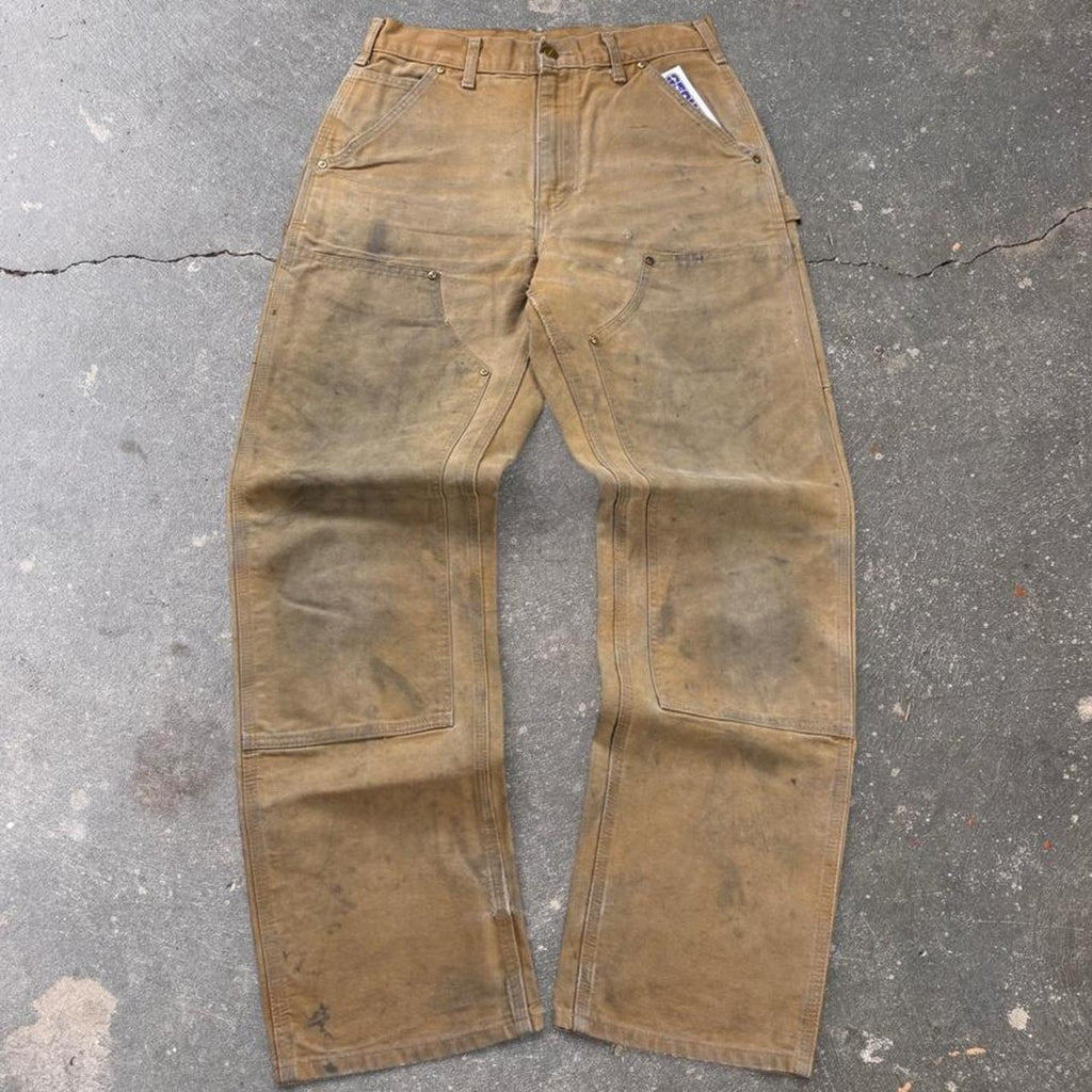1990s Carhartt USA Brown Duck Double Knee Carpenter Pants Distressed | 29x31