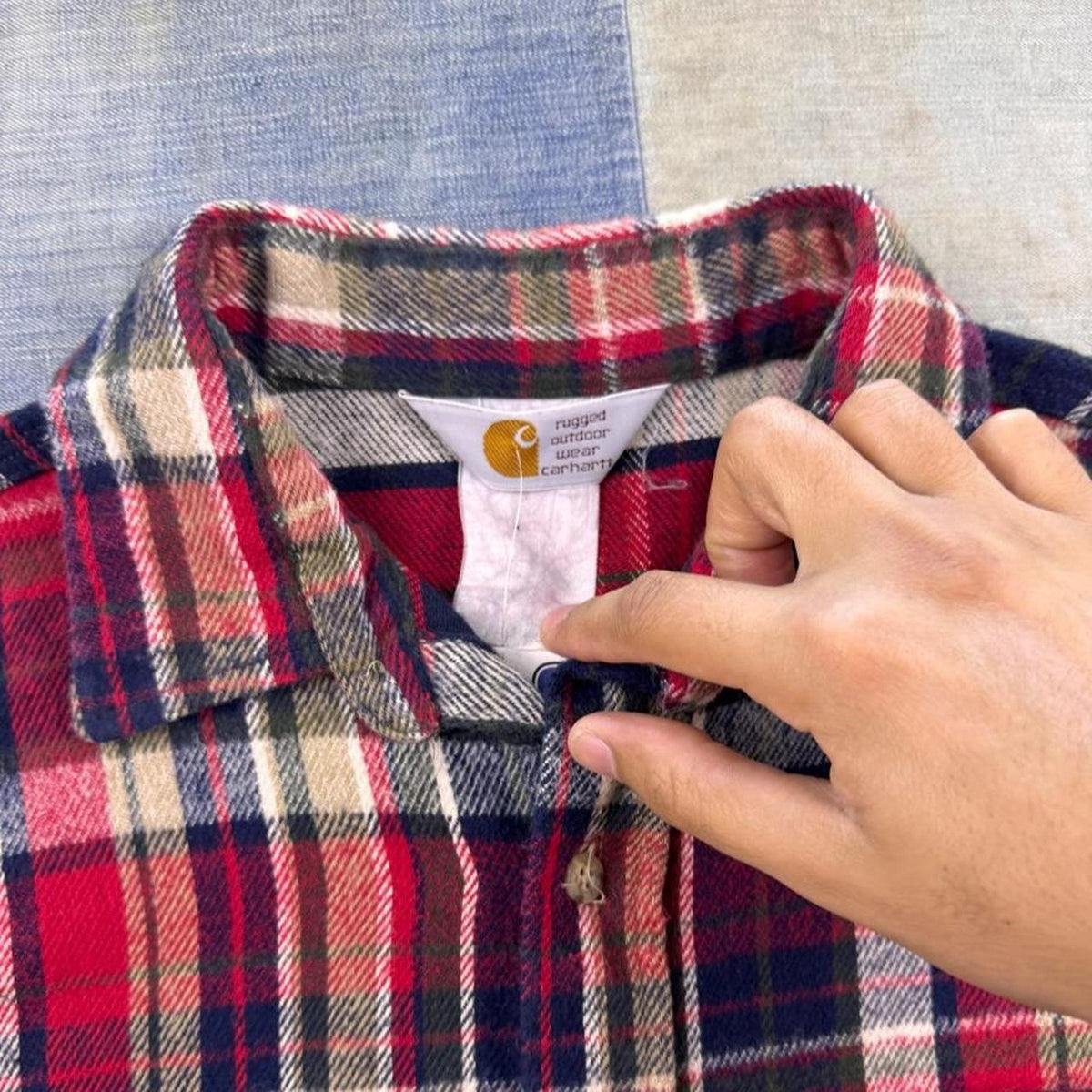 1990s Carhartt Rugged Outdoor Wear Plaid Flannel Shirt | XL
