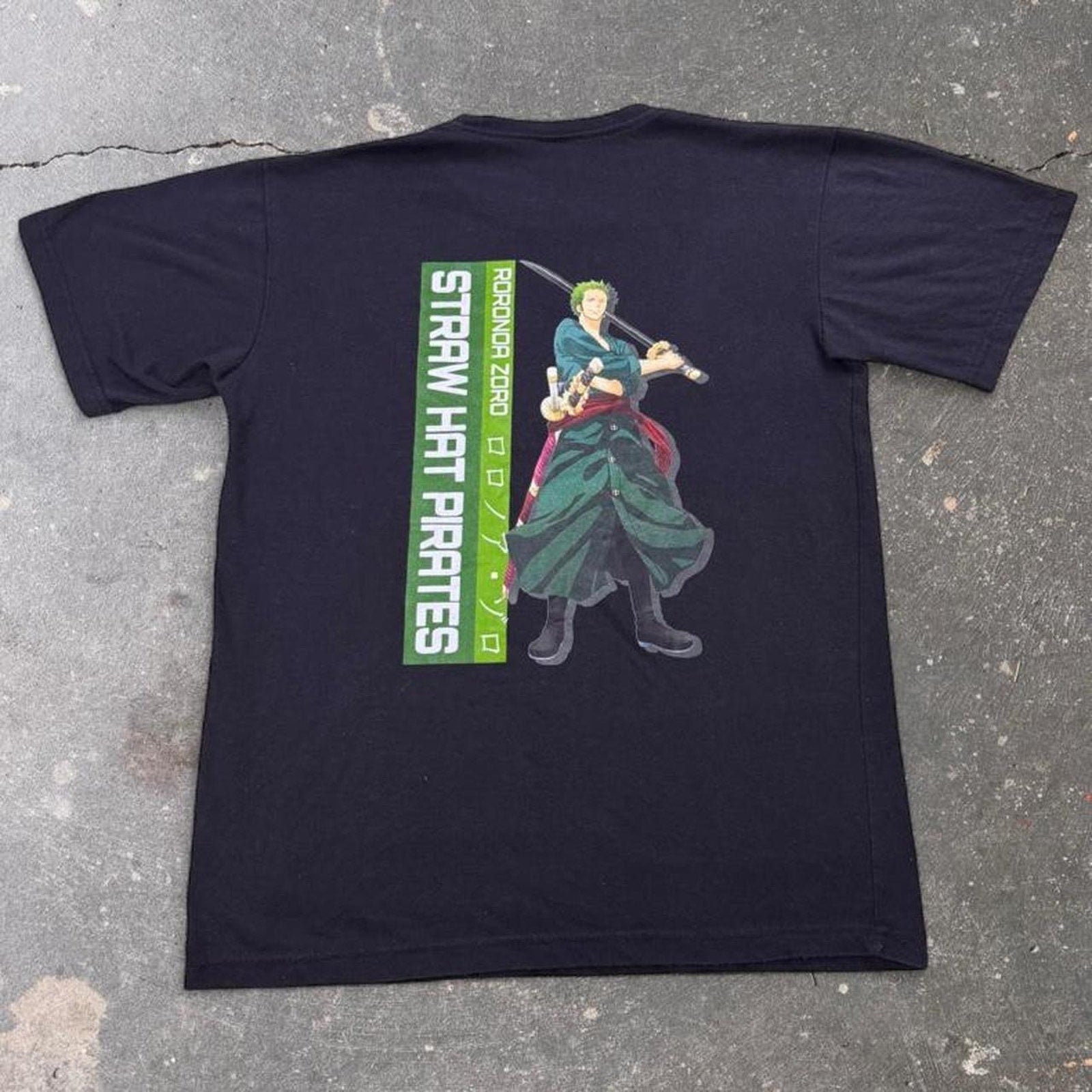 2000s One Piece Roronoa Zoro Straw Hat Pirates Double-Sided Tee | Medium