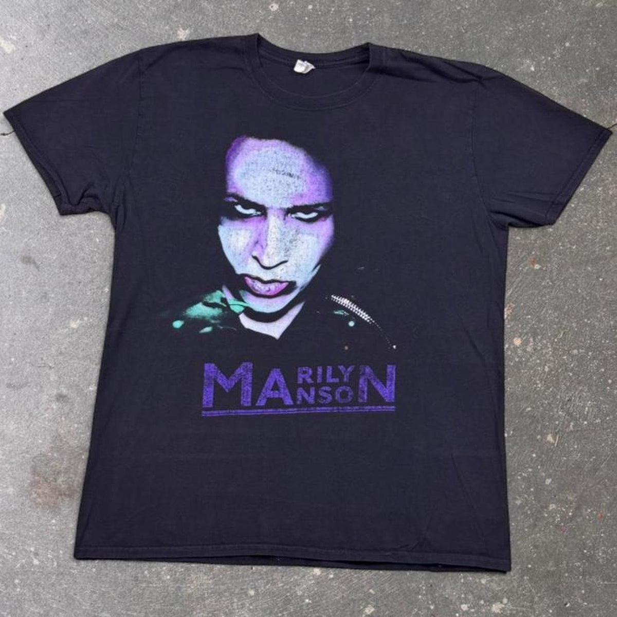 2000s Marilyn Manson Purple Face Graphic Band Tee | Extra Large