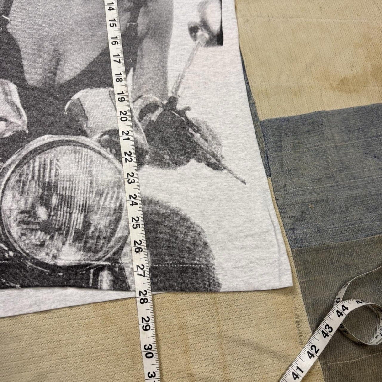 Vintage California Moto Guzzi Motorcycle All Over Print T Shirt Gray XL Biker