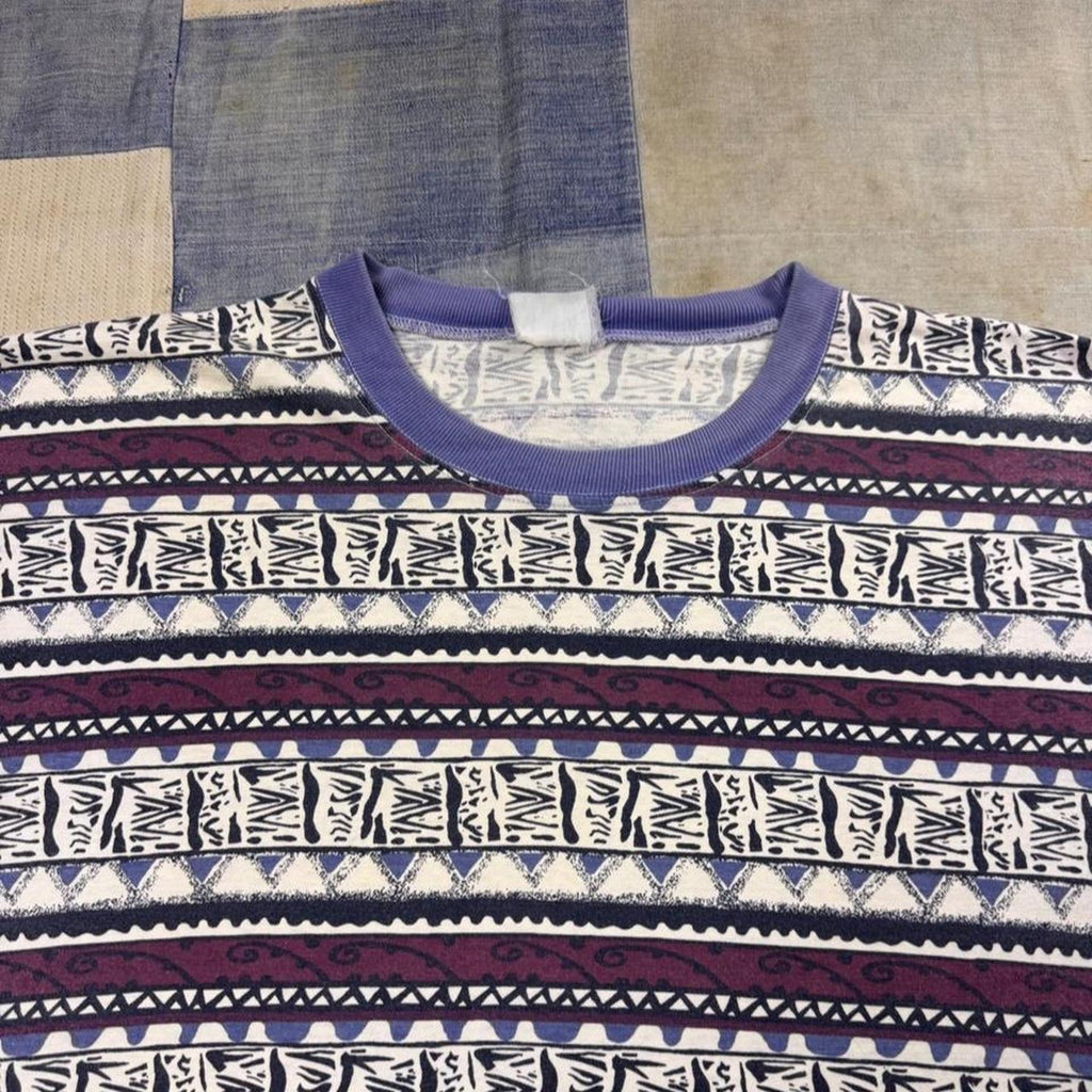1990s Tribal Geometric All-Over Print Tee | XXL