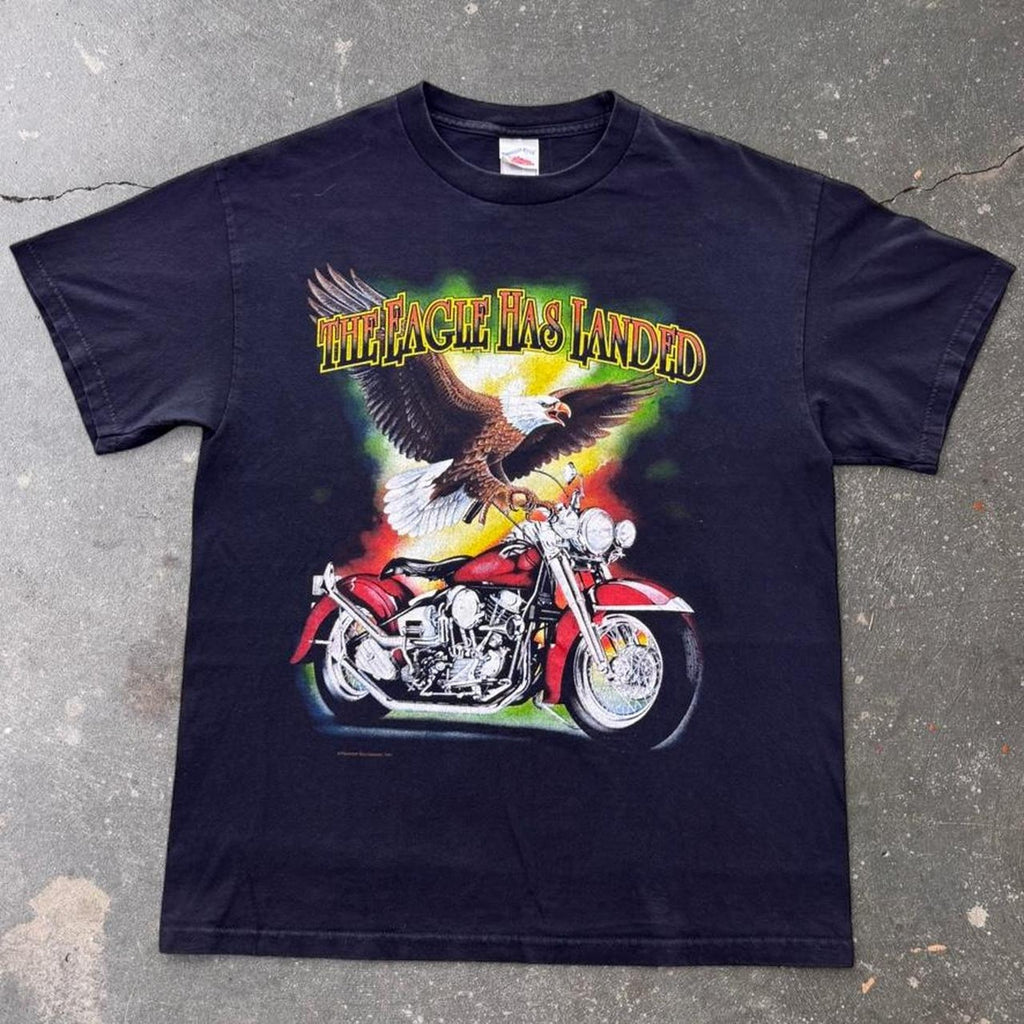 1990s Thunder Sportswear “The Eagle Has Landed” Biker Tee | Large