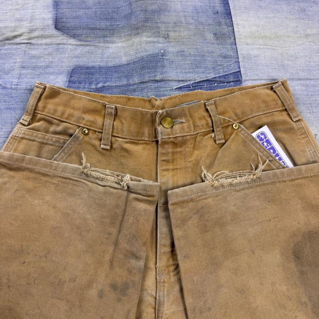 1990s Carhartt USA Brown Duck Double Knee Carpenter Pants Distressed | 29x31