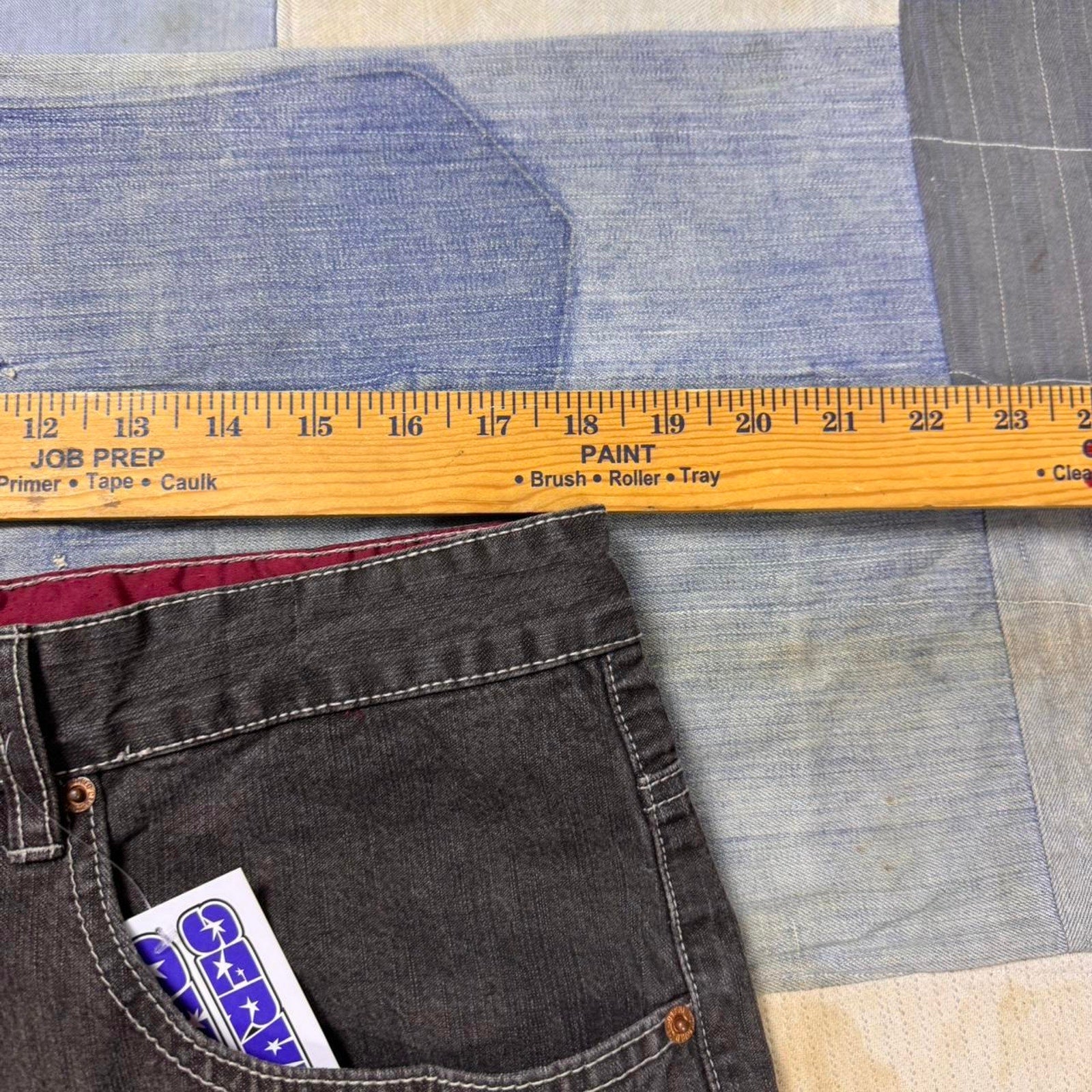 2000s Indigo Red faded black baggy jeans | 36x32