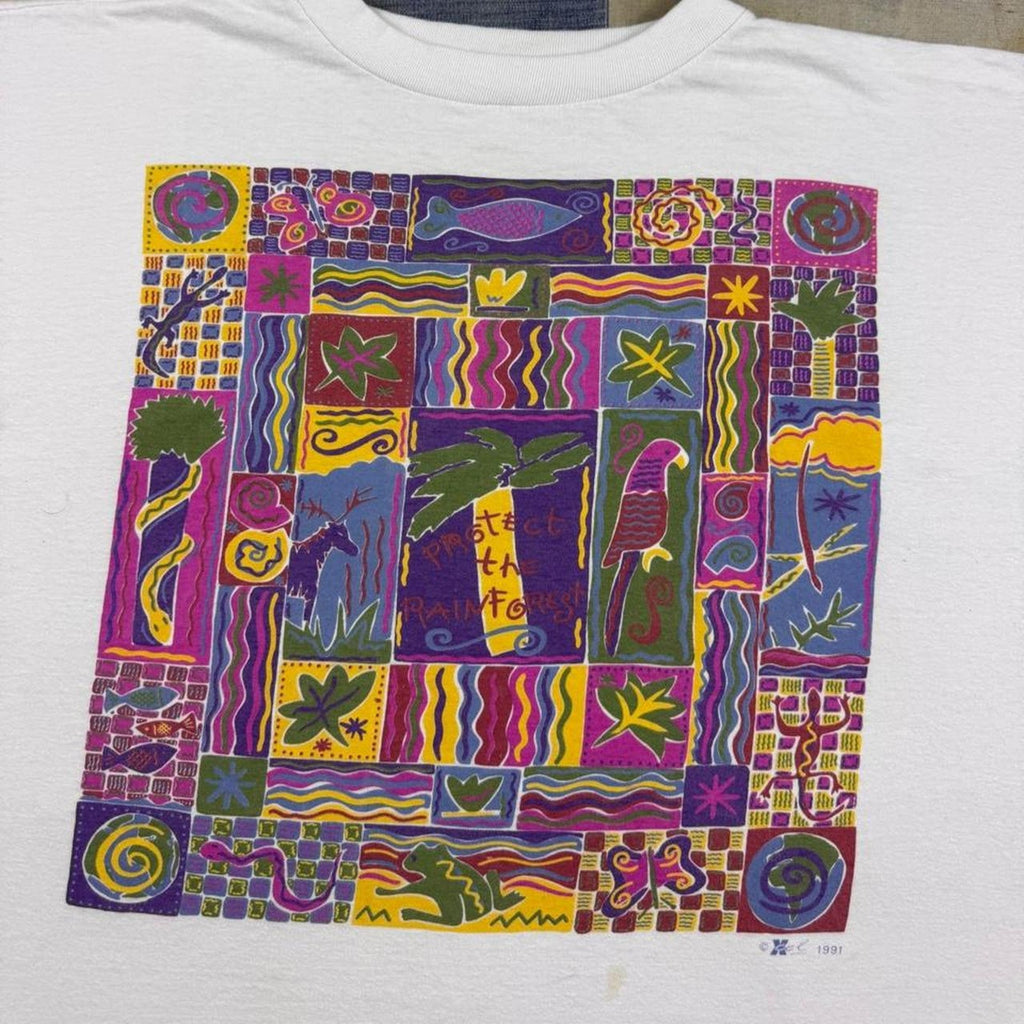 1991 Protect the Rainforest Abstract Art Graphic Tee | XL
