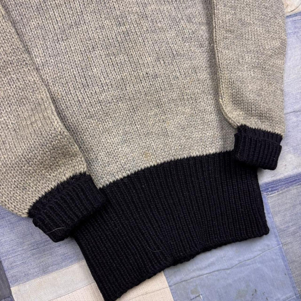 1950s Guaranteed 100% All Wool Two Tone Shawl Collar Sweater | Medium