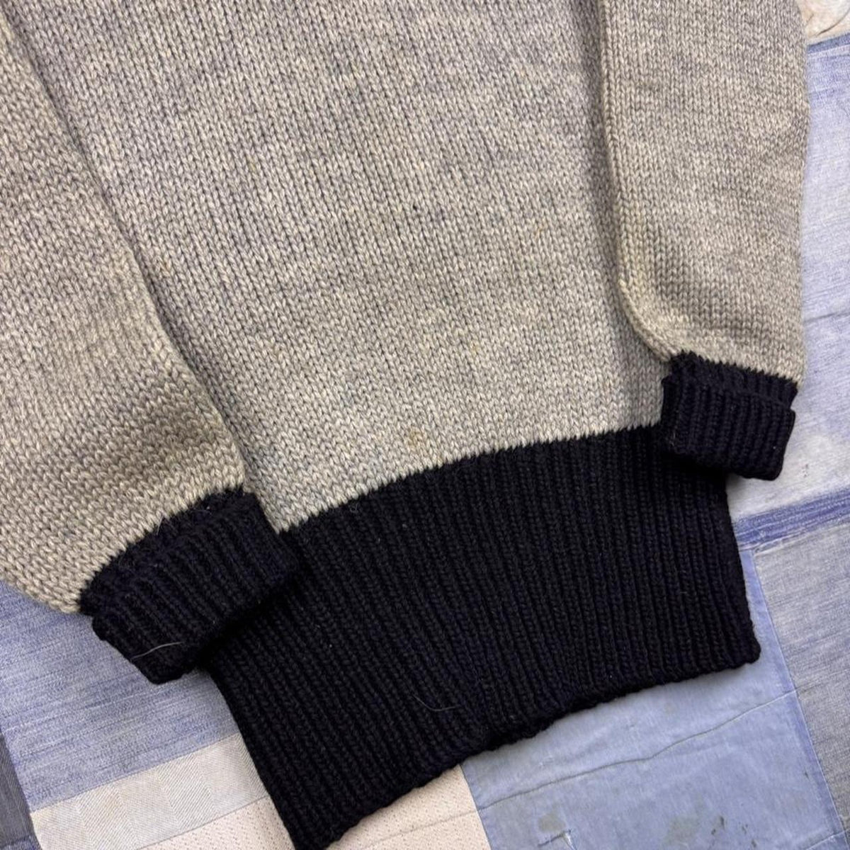1950s Guaranteed 100% All Wool Two Tone Shawl Collar Sweater | Medium