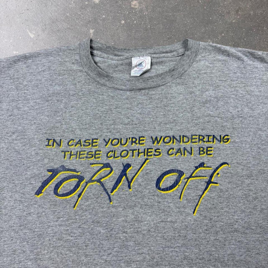 1990s “These Clothes Can Be Torn Off” Funny Slogan Tee | XL