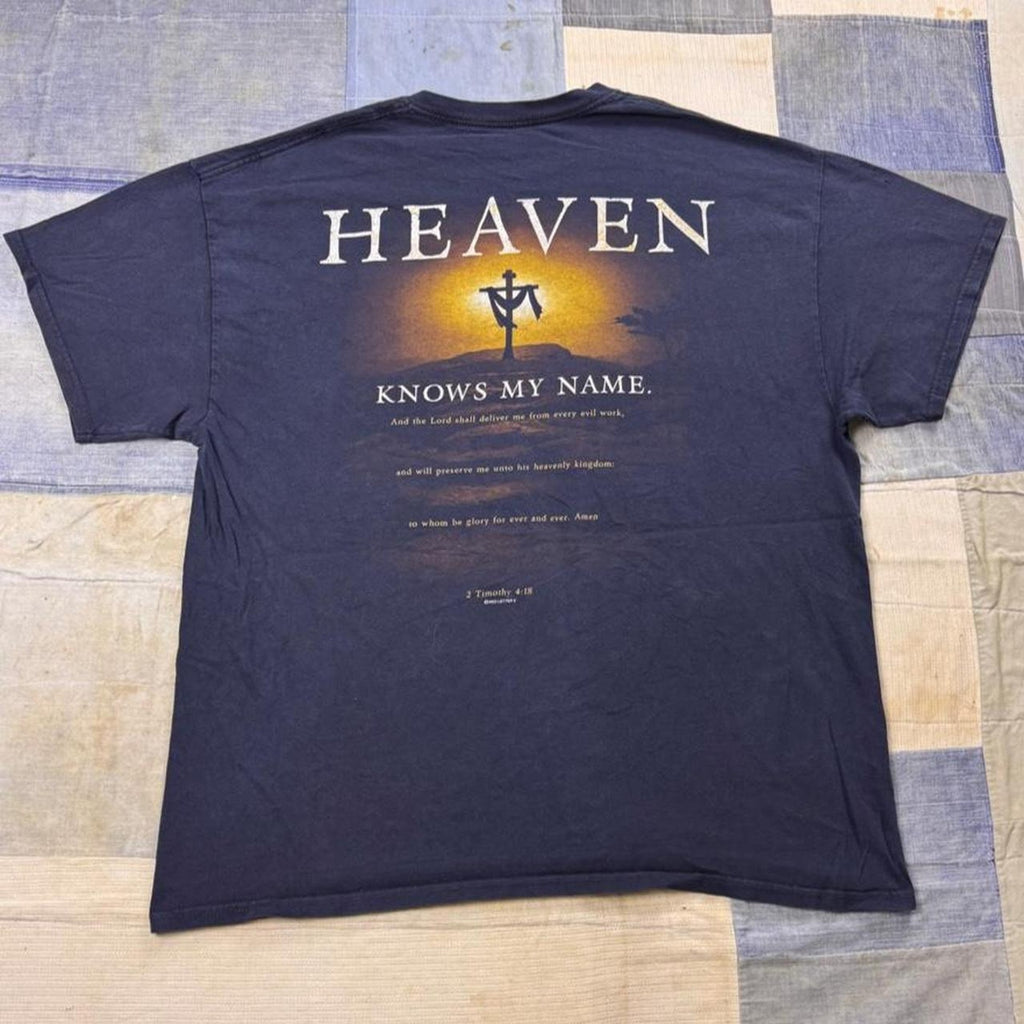 2000s Jesus Because of Him Heaven Knows My Name Christian Tee | XL
