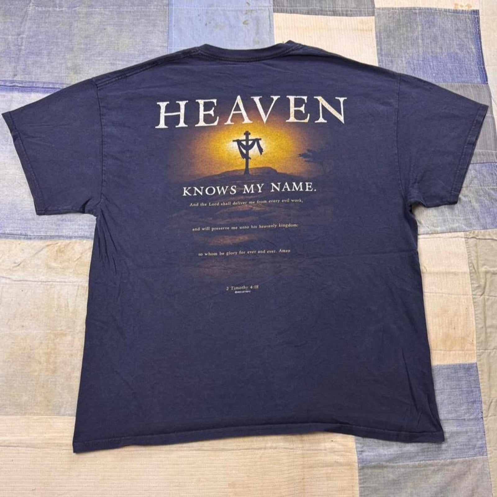 2000s Jesus Because of Him Heaven Knows My Name Christian Tee | XL