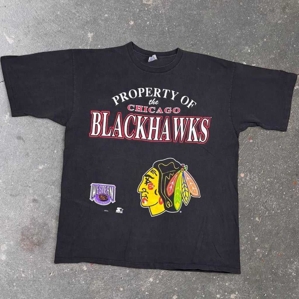 1990s Starter Chicago Blackhawks Property Of Tee | XL