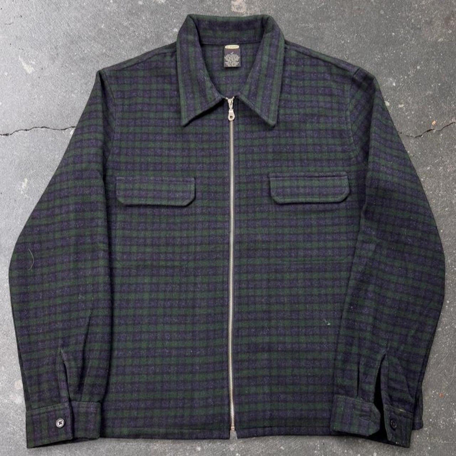1990s Old Navy Clothing Co. Plaid Wool Blend Zip Womens Jacket | Large