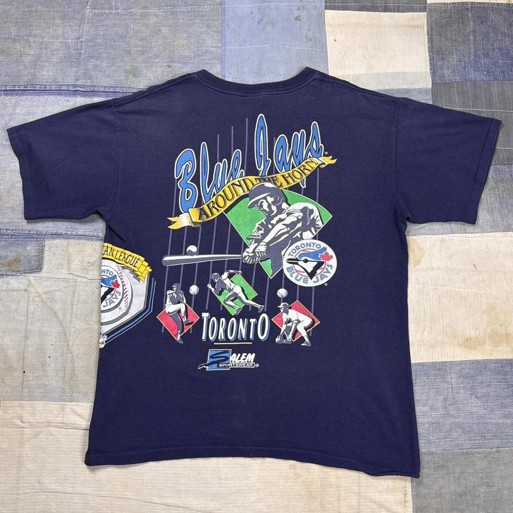 Vintage Salem Toronto Blue Jays Around The World MLB T Shirt USA XL 90s