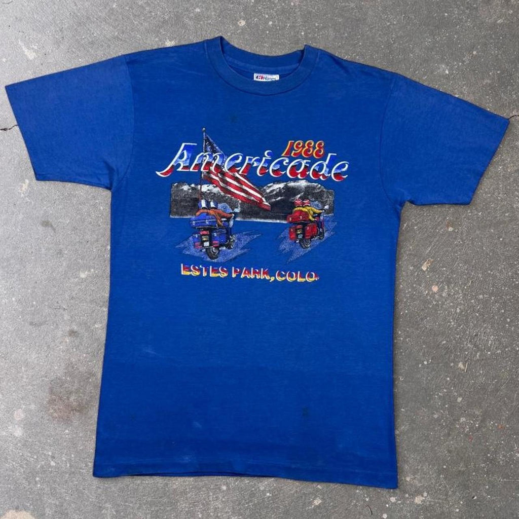 1988 Americade Estes Park Colorado Motorcycle Double-Sided Tee | Medium
