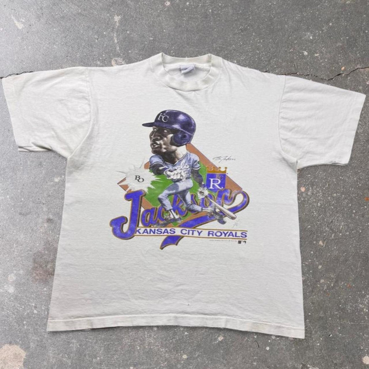 1990 Bo Jackson Kansas City Royals Salem Single Stitch Tee | Large
