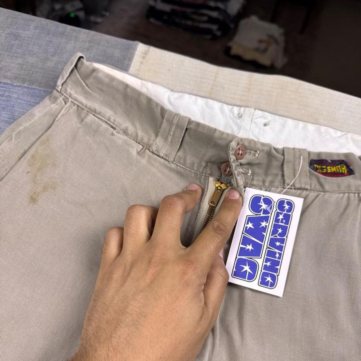 1960s Big Smith Distressed Khaki Work Pants | 28x29