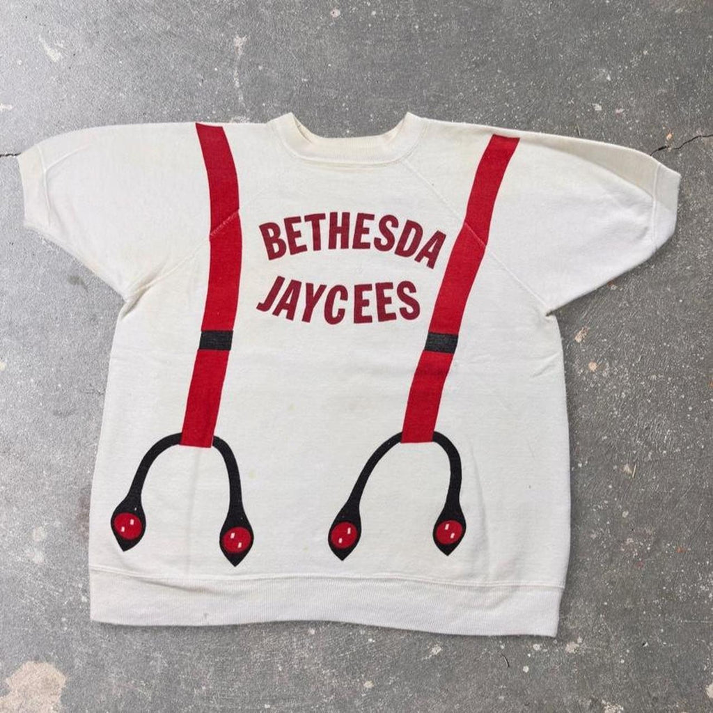 1960s Bethesda Jaycees Suspender Graphic Short-Sleeve Sweatshirt | Large