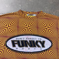 2000s Funky Roots Psychedelic Optical Illusion Graphic Tee Yellow Red | Medium