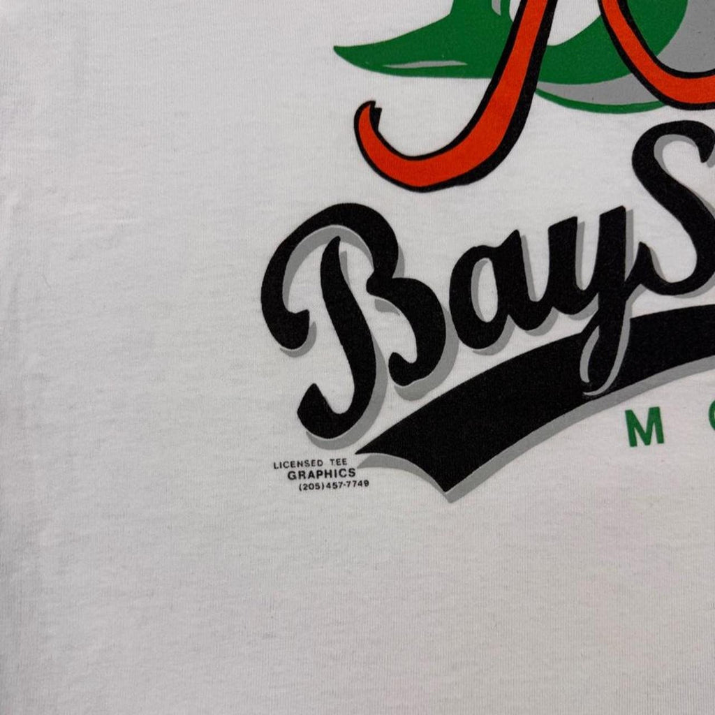 1990s Mobile BaySharks Minor League Baseball Graphic Tee Made in USA White | Large