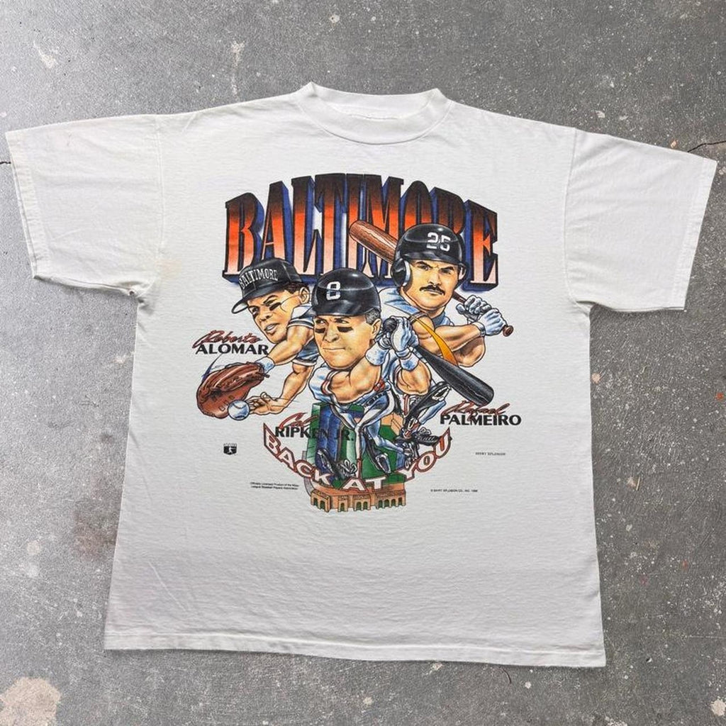 1998 Baltimore Orioles Ripken Alomar Palmeiro Graphic Tee | Large