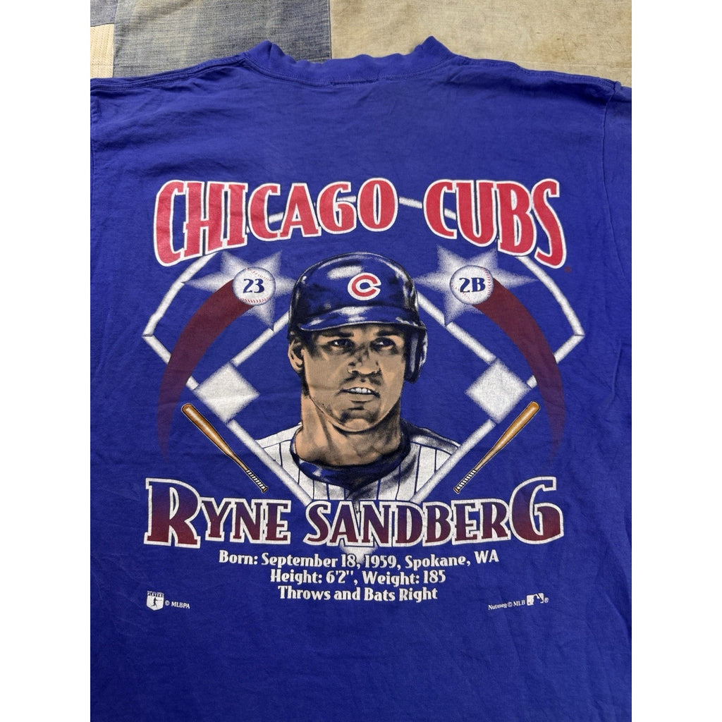 Vintage Nutmeg Mills Chicago Cubs Ryne Sandberg MLB T Shirt XL Made USA 90s