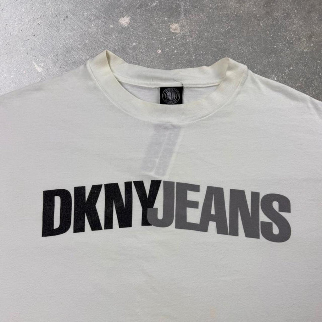 1990s DKNY Jeans Spellout Logo Tee | XL